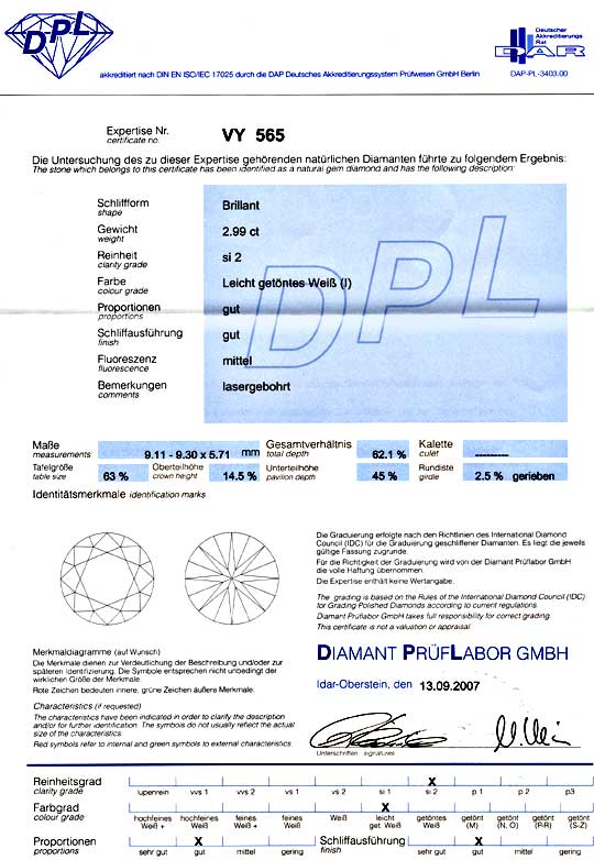 Foto 9 - 3 Karäter Diamant mit Super Brillianz DPL I SI2 Diamond, D5935