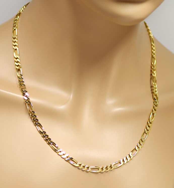Foto 4 - Massive Figaro Goldkette in 50cm Länge aus 14K Gelbgold, K3071