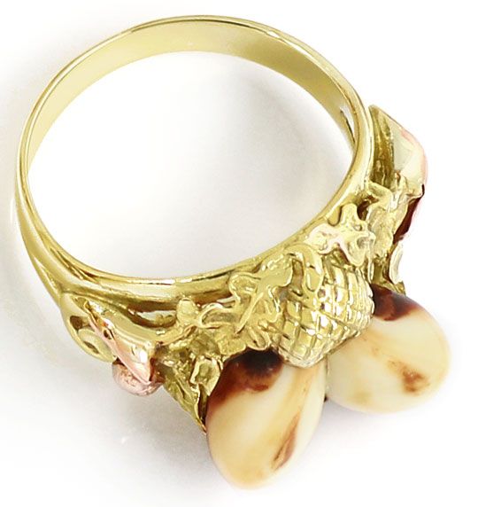 Foto 3 - Grandel Set Gelb Rot Gold-Ring Ohrringe Collier Brosche, R6610