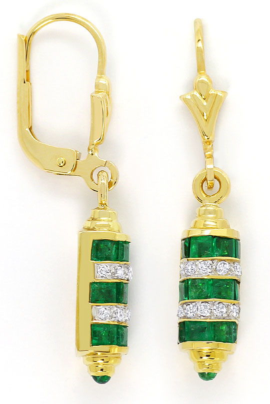 Foto 2 - Ohrhänger mit Super Smaragde und Diamanten 14K Gelbgold, S3381