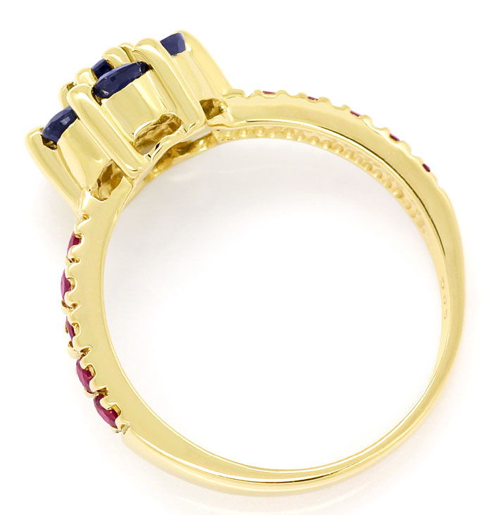 Foto 3 - Entzückender Blüten Ring mit Rubinen und Safiren in 14K, S9572