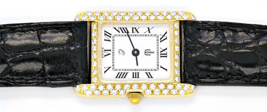 Foto 1 - Damen-Armbanduhr Gold-Brillanten Ultraflach Topuhr Neuz, U1080